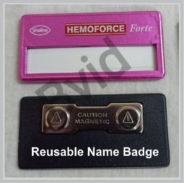Reusable Name Badge Metallic