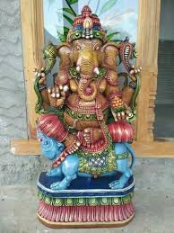 Wooden Lord Ganesha Colourful