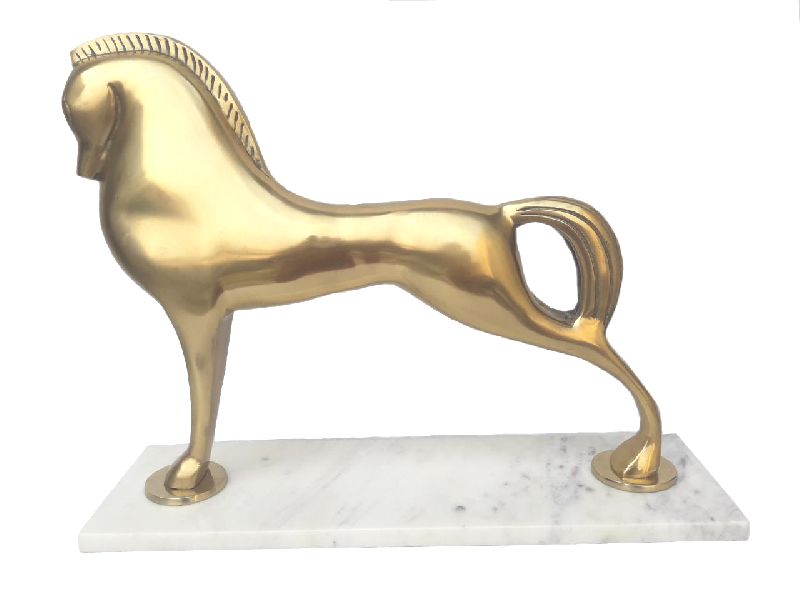 Horse Sculpture with Marble Base