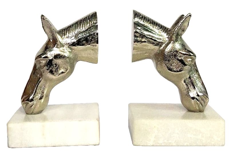 Horse Shaped Bookends Set with Marble Base