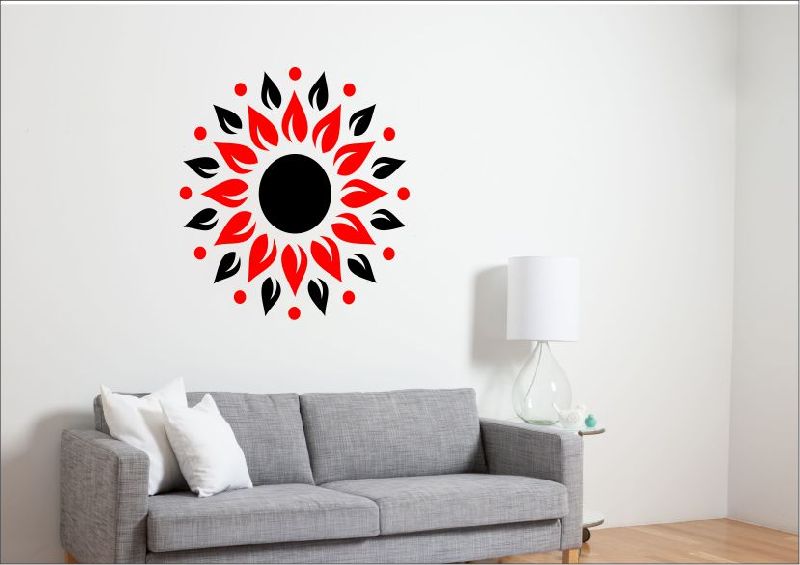 3D Acrylic Sunshine Black & Red Wall Sticker