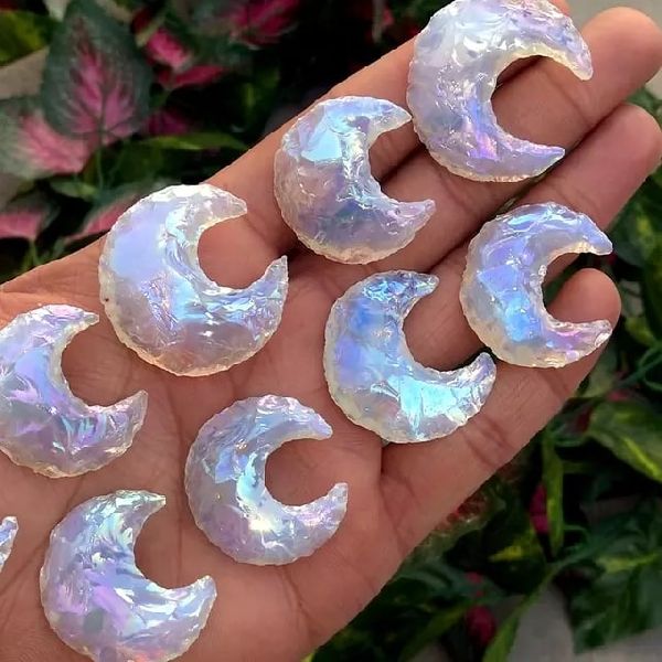 Opalite Moon Aura Coated Crystal Pendant