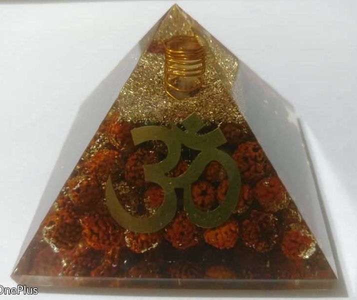 70-75mm Orgonite Pyramids with Rudraksh Beads and Om Logo