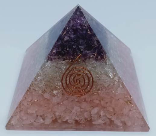 Layered Rose Crystal Amethyst Orgonite  Pyramid