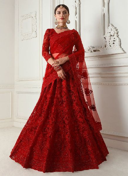 Red Embroidered Wedding Lehenga Choli