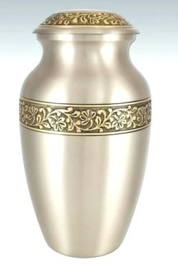 ALUMINIUM ADULT CREMATION URN WITH  PEWTER PLATED FINISH