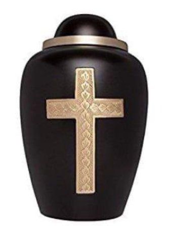 BRASS ADULT CREMATION URN WITH BLACK POWDER COATED