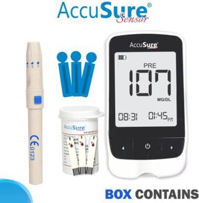 AccuSure Sensor 4th Generation Glucometer Machine with 25 Strips