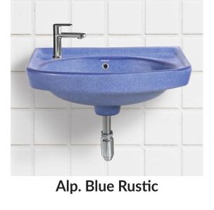 Alp Blue Rustic Vitrosa Half 18X12 Inch Pedestal Wash Basin