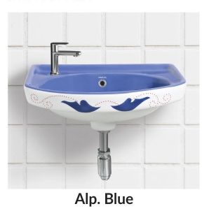 Alp Blue Vitrosa Half 18X12 Inch Pedestal Wash Basin