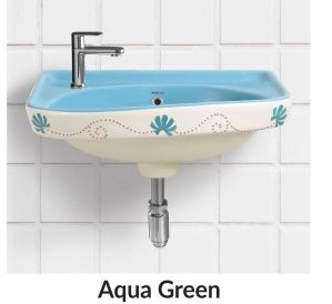 Aqua Green Vitrosa Half 18X12 Inch Pedestal Wash Basin