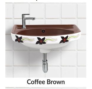 Coffe Brown Vitrosa Half 18X12 Inch Pedestal Wash Basin