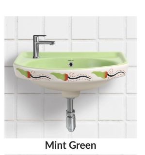 Mint Green Vitrosa Half 18X12 Inche Pedestal Wash Basin