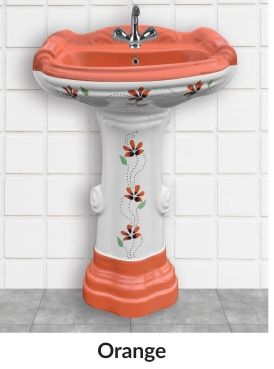 Orange Vitrosa Big Sterling Pedestal Wash Basin