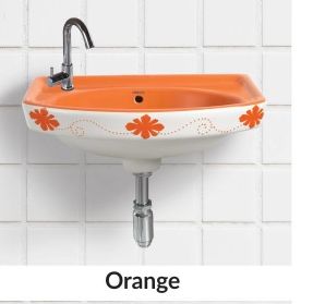 Orange Vitrosa Half 18X12 Inch Pedestal Wash Basin