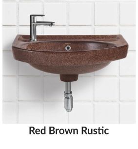 Red Brown Rustic Vitrosa Half 18X12 Inch Pedestal Wash Basin