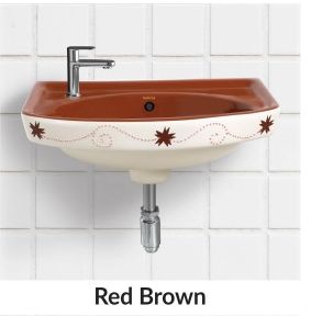 Red Brown Vitrosa Half 18X12 Inch Pedestal Wash Basin