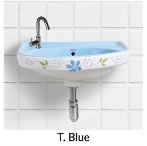 T-Blue Vitrosa Half 18X12 Inch Pedestal Wash Basin