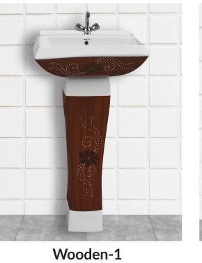 Wooden Vitrosa 18X18 Inch Pedestal Wash Basin