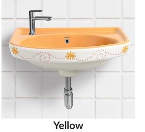 Yellow Vitrosa Half 18X12 Inch Pedestal Wash Basin