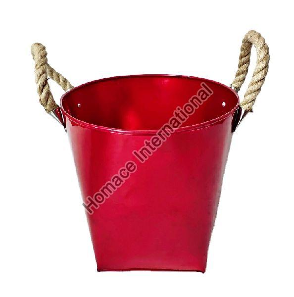 METALLIC PAIL WITH ROPE HANDLE POWDER COATED 2 GALLON BUCKET