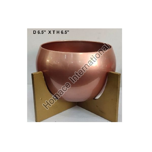 Tropical Rose Gold Wooden Stand Table Top Pot