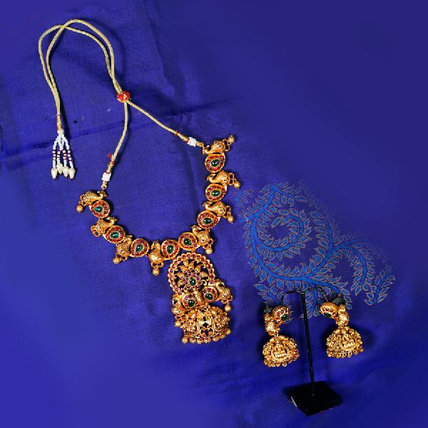 Peacock and Lakshmi Necklace Set