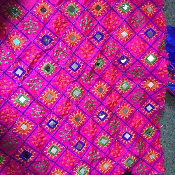 Embroidery Mirror Work Silk Fabric 01