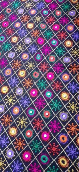 Embroidery Mirror Work Silk Fabric 02