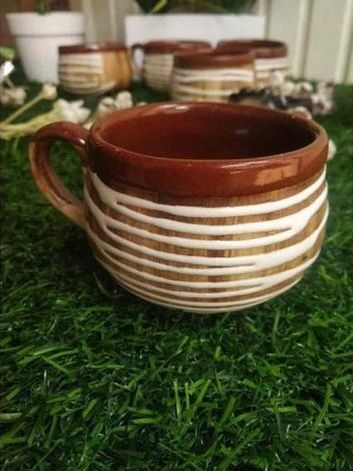 Line Printed Ceramic Tea Mug