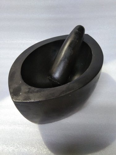 12 Inch Black Narmada Stone Boat Shape Kharal