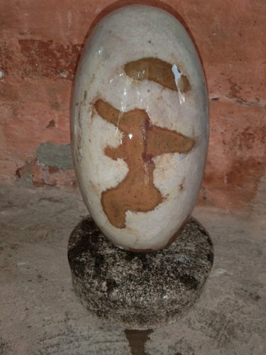 White Narmada Om Shivling Stone