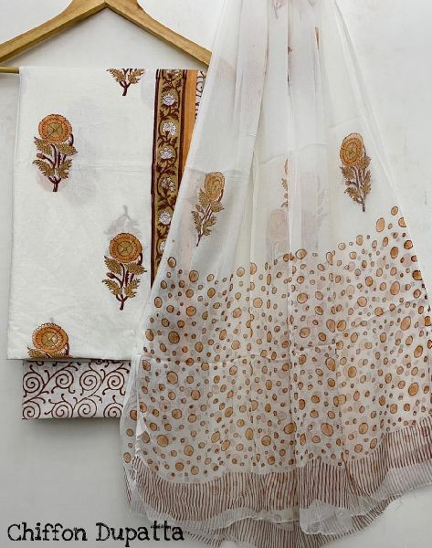 Cotton Suit Material with Chiffon Dupatta