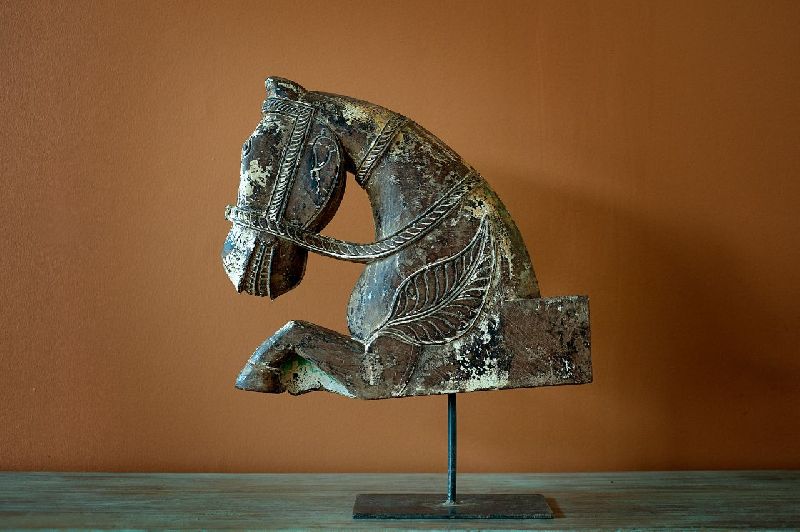 Wooden Horse Head Showpiece