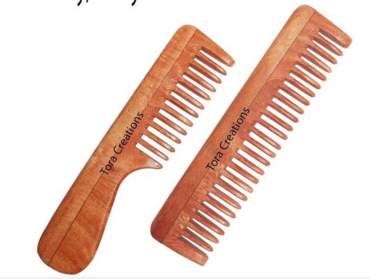 Neem Wood Detangling Heavy Curly & Thick Hair Set of 2 Comb