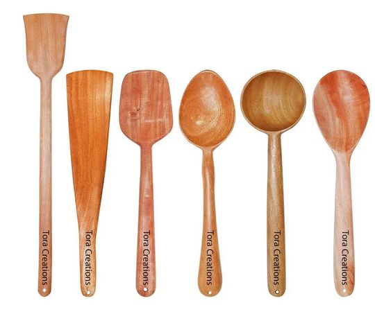 Wooden Cooking Non Stick Essentials Pack of 6 Cooking Serving Spatula