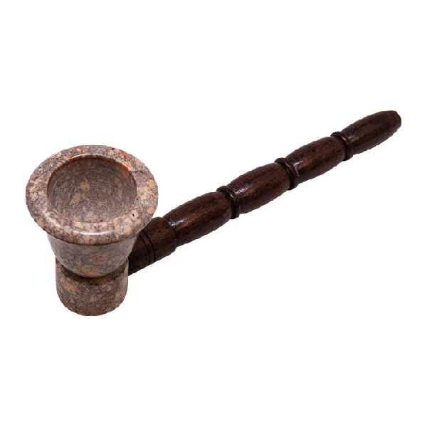 Wooden and Stone Smoking Pipe