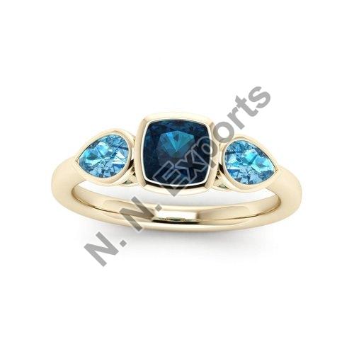 925 Sterling Silver London &amp; Swiss Blue Topaz Ring
