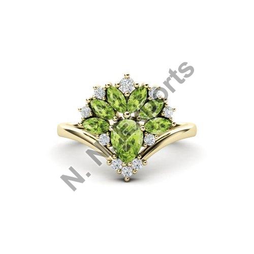 925 Sterling Silver Peridot and Zircon Ring