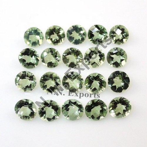 Green Amethyst Faceted Round Gemstones
