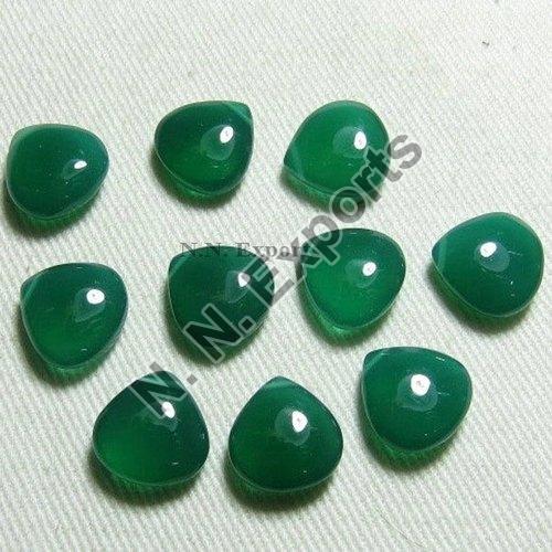 Green Onyx Cabochon Cut Heart Gemstone