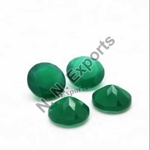 Green Onyx Faceted Round Gemstone