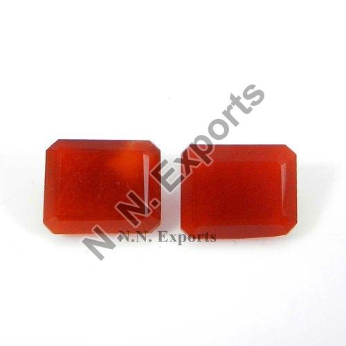 Red Onyx Faceted Octagon Gemstone