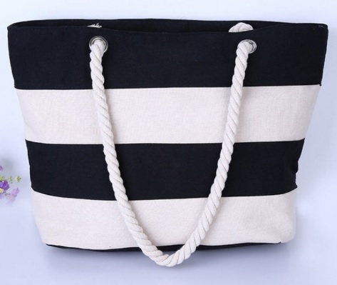 Rope Handle Canvas Strap Tote Bag