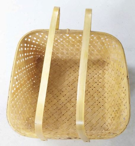 Double Handled Natural Bamboo Square Basket