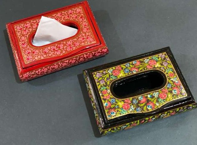 Paper Mache Painted Tissue Box