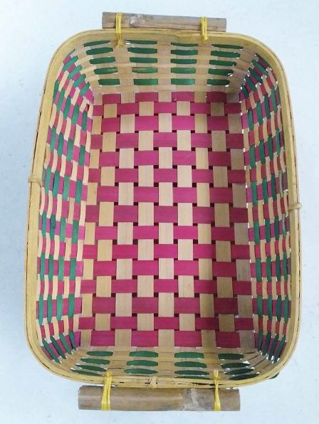 Side Handled Colored Rectangular Bamboo Basket