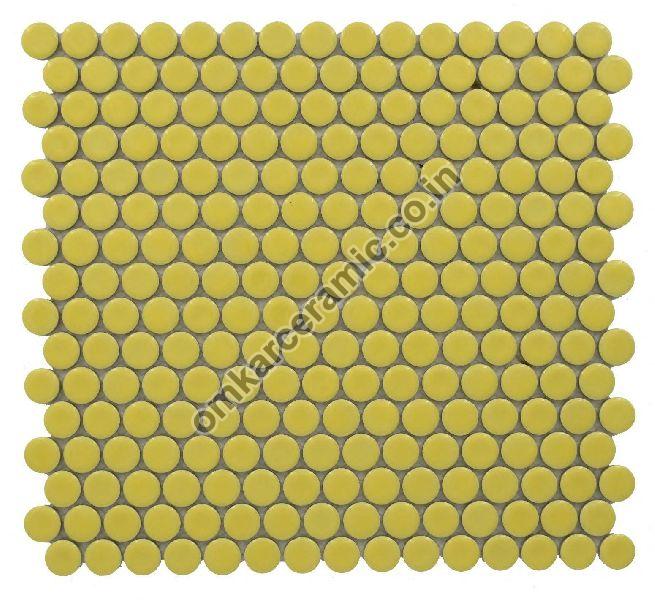 Penny Rounds Glossy Yellow Mosaic Tiles