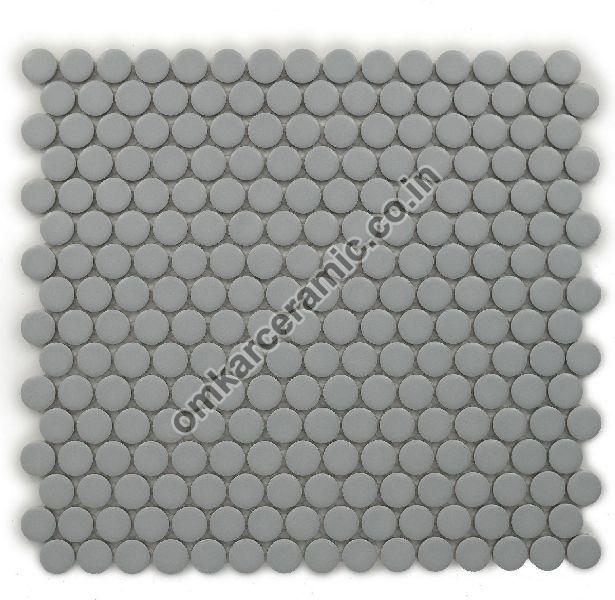 Penny Rounds Matt Grey Mosaic Tiles