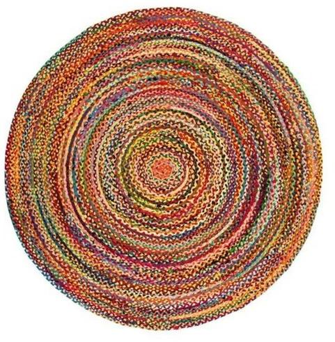 Multicolor Round Jute Rug